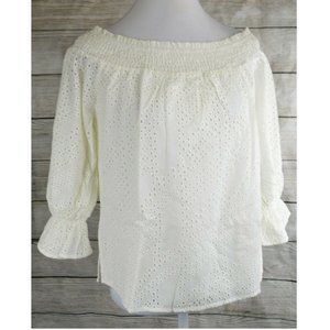 Eva Longoria Off-Shoulder Blouses Top Shirt Eyelet